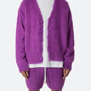mnml Fuzzy Cardigan Sweater - Purple Size MPurple / M